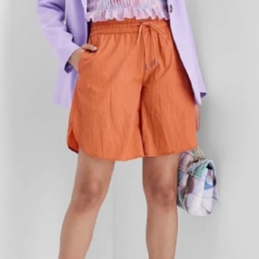 Women's Dolphin Windbreaker Shorts -Future Collective Orange S NWT